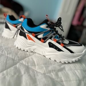 Black orange sneakers